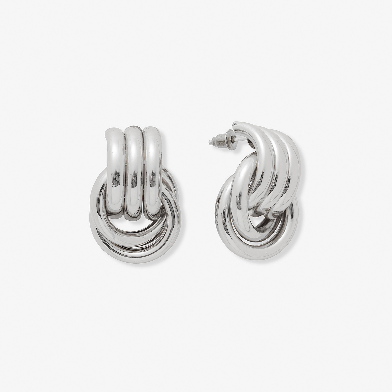 Silverfärgade örhängen, länkade ringar - 30 mm