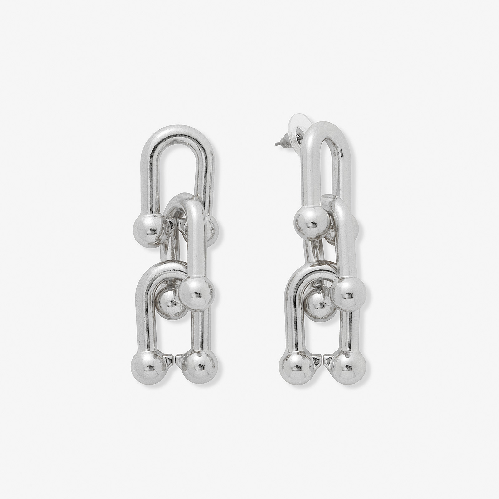 Silverfärgade örhängen, stora U-länkar - 55 mm