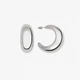 Silverfärgade örhängen - breda halvcreoler, 40mm