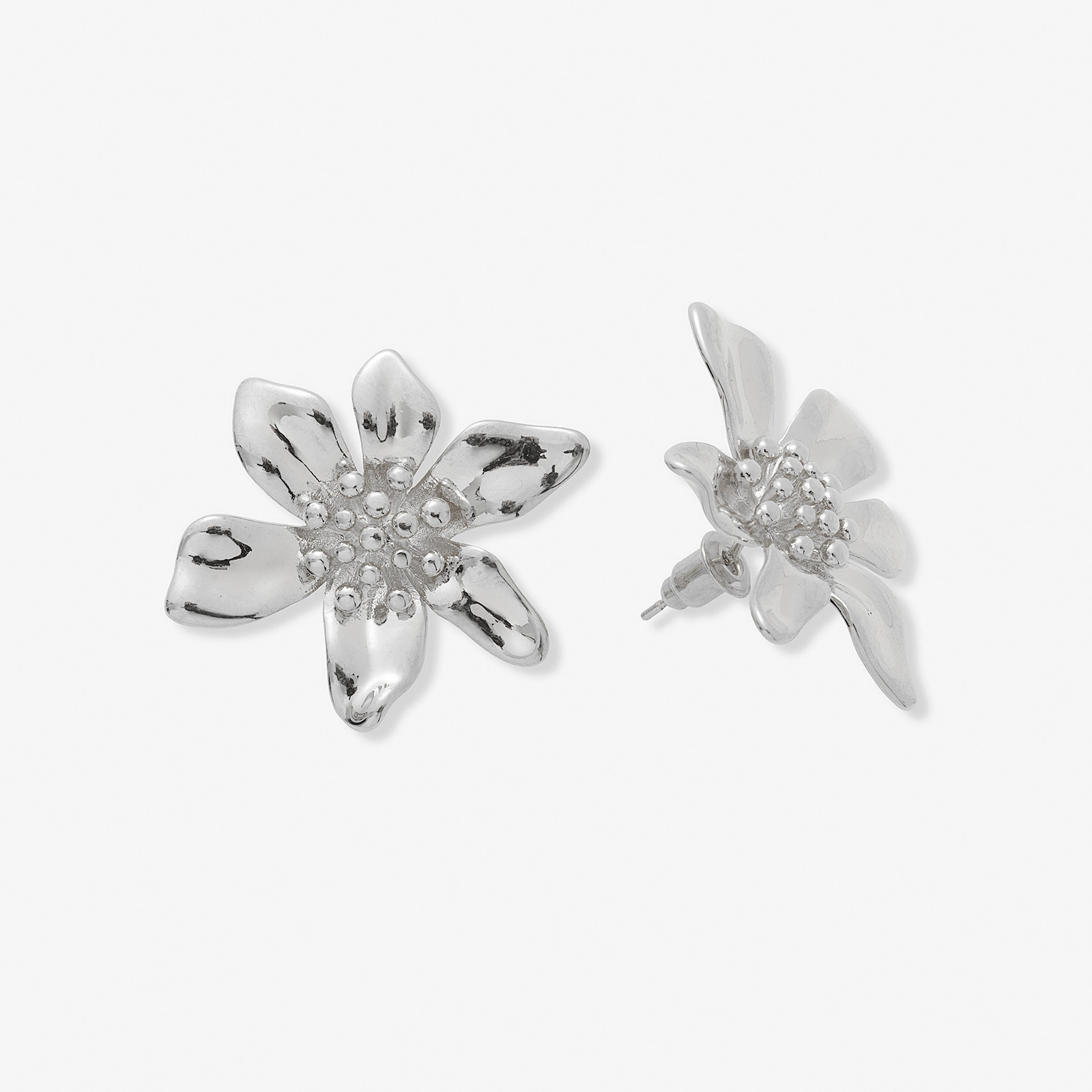 Silverfärgade örhängen, blomma - 30 mm