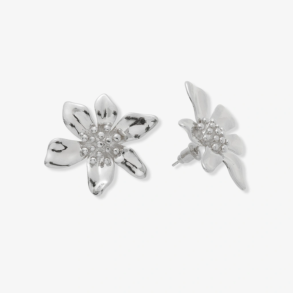 Silverfärgade örhängen, blomma - 30 mm