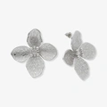 Silverfärgade örhängen, stora blommor med kristall - 43 mm