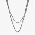 Silverfärgat tvåradigt halsband, 45-48+7cm