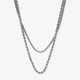 Silverfärgat tvåradigt halsband, 45-48+7cm