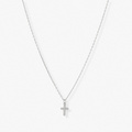 Silverfärgat halsband, kors, 42+7cm