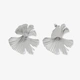 Silverfärgade örhängen, stora assymetriska blommor - 48 mm