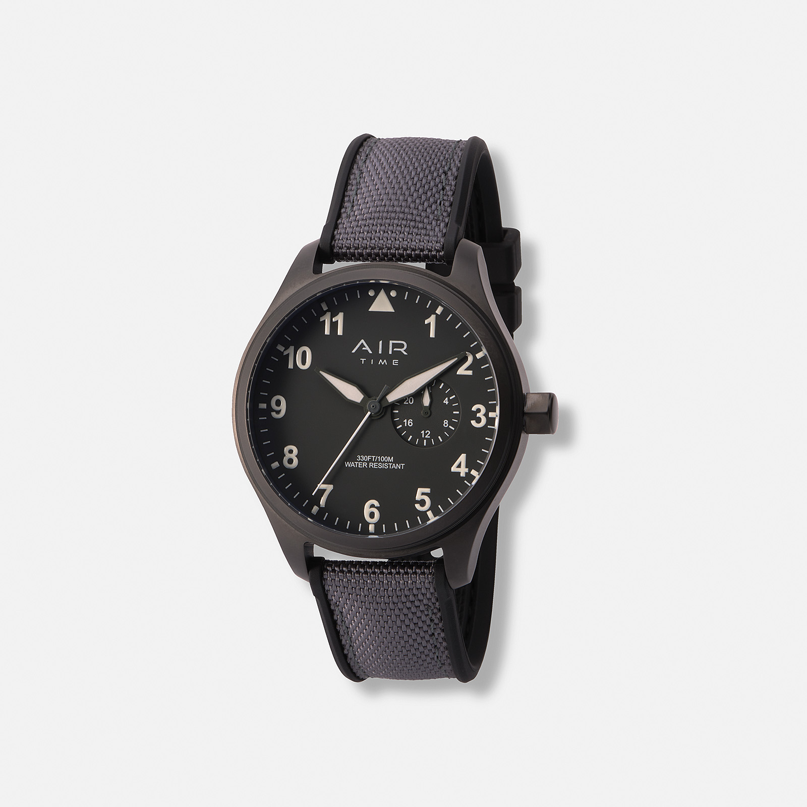 Air Time herrklocka, grå, gummiband - 44 mm