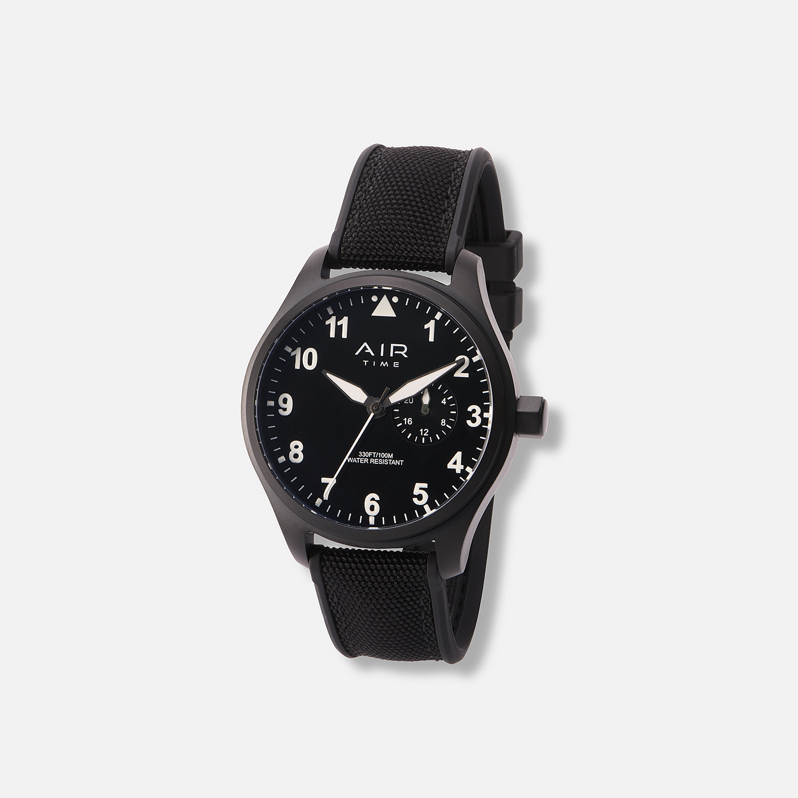 Air Time herrklocka, svart, gummiband - 44 mm