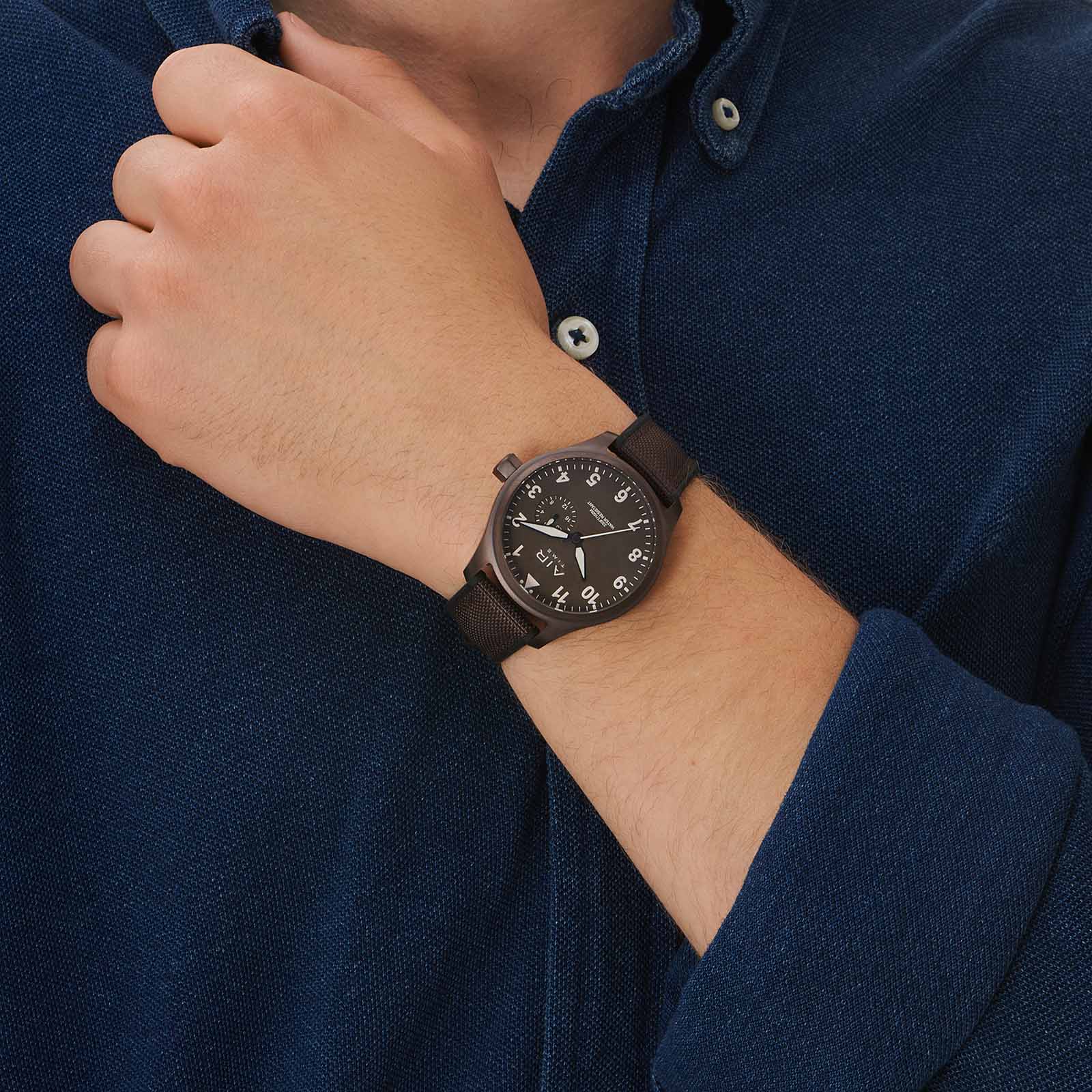 Air Time herrklocka, brun tavla, gummiband - 44 mm
