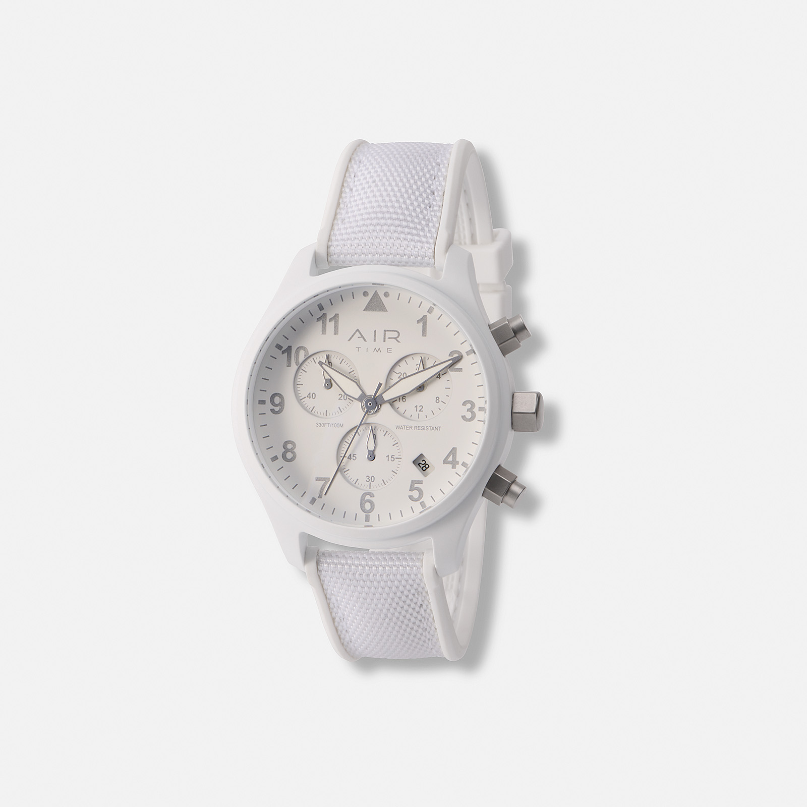 Air Time Chrono, vit tavla, gummiband - 44 mm