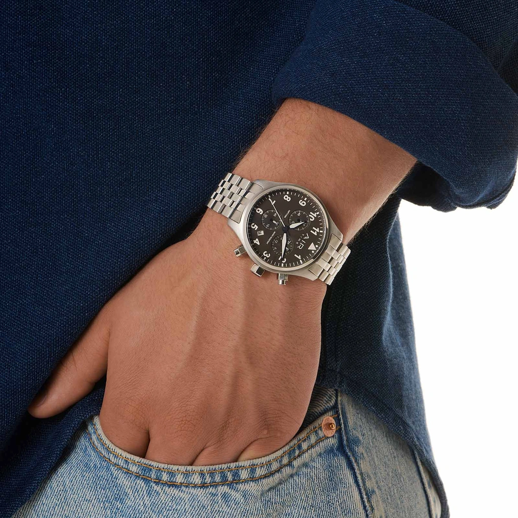 Air Time Chrono, svart tavla, metallband - 42 mm