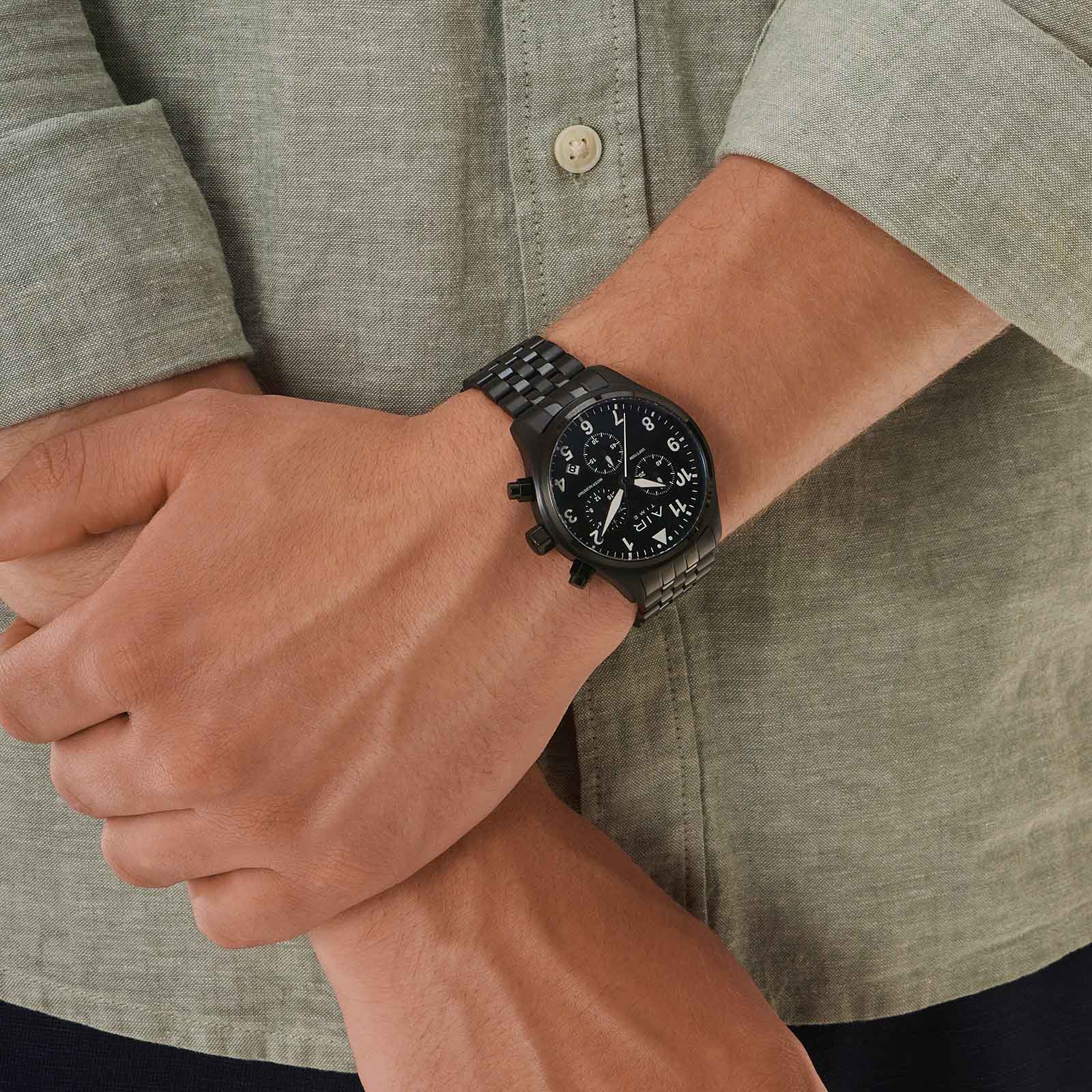 Air Time Chrono, svart tavla & metallband - 42 mm