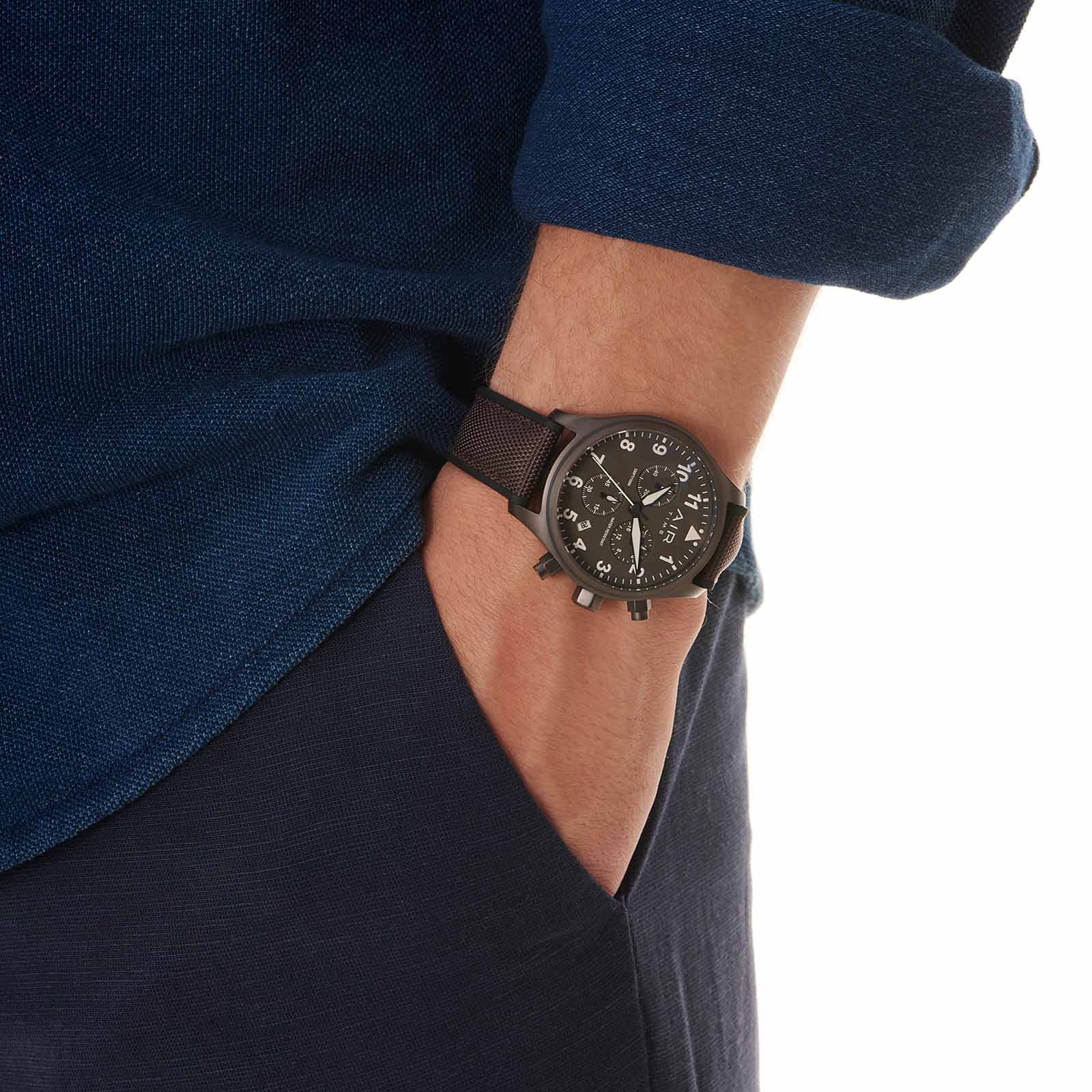 Air Time Chrono, brun tavla, gummiband - 44 mm