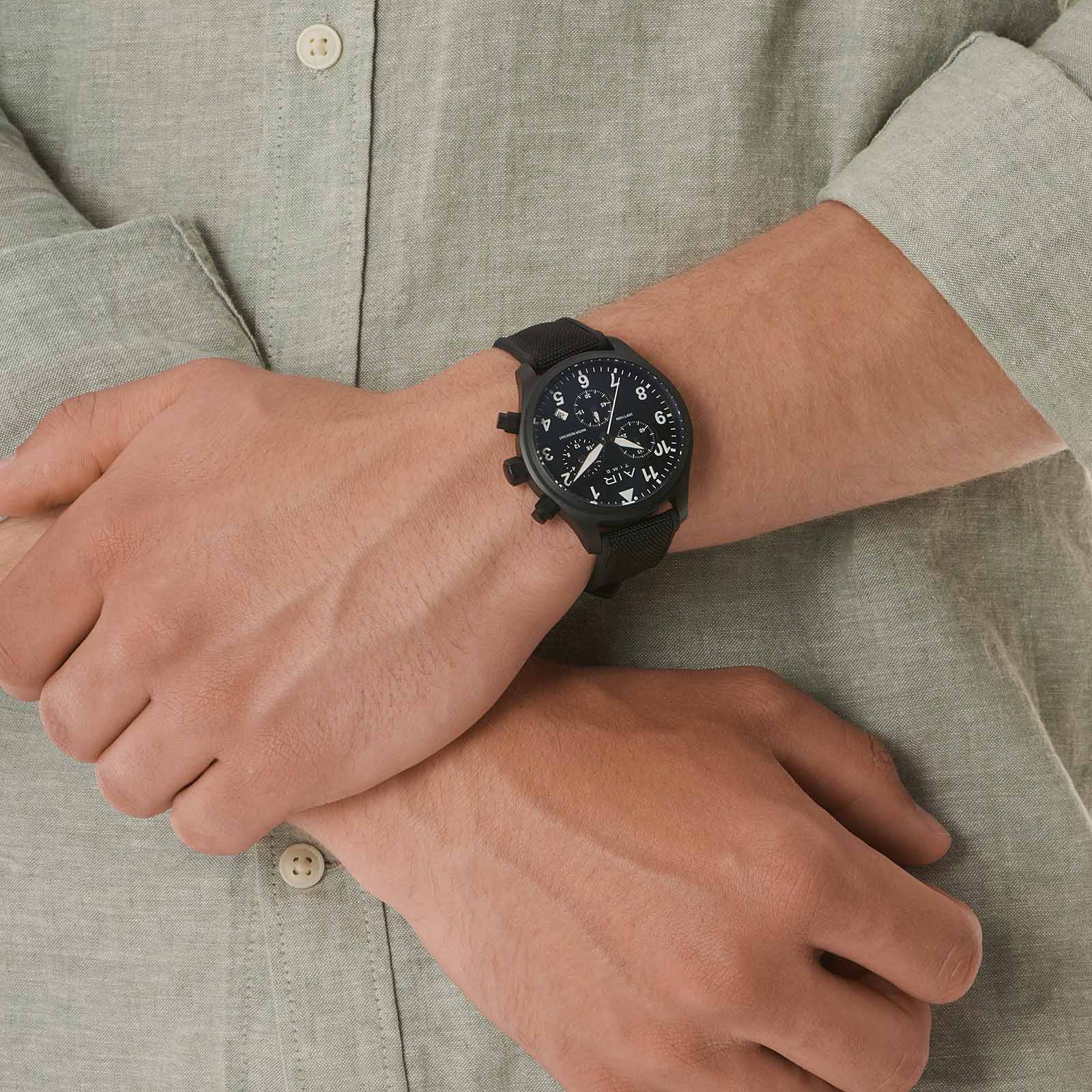 Air Time Chrono, svart, gummiband - 44 mm