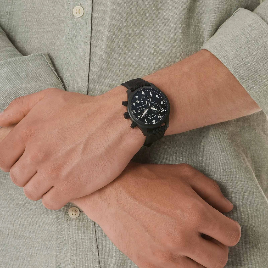 Air Time Chrono, svart, gummiband - 44 mm