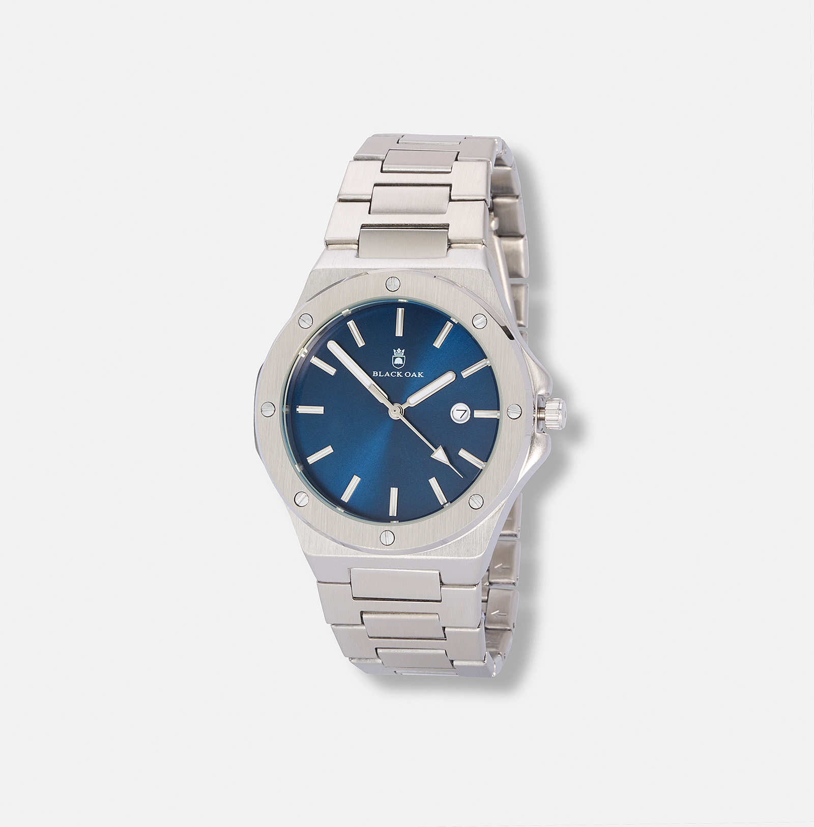 Black Oak Legend herrklocka metallband silver/blå - 42 mm