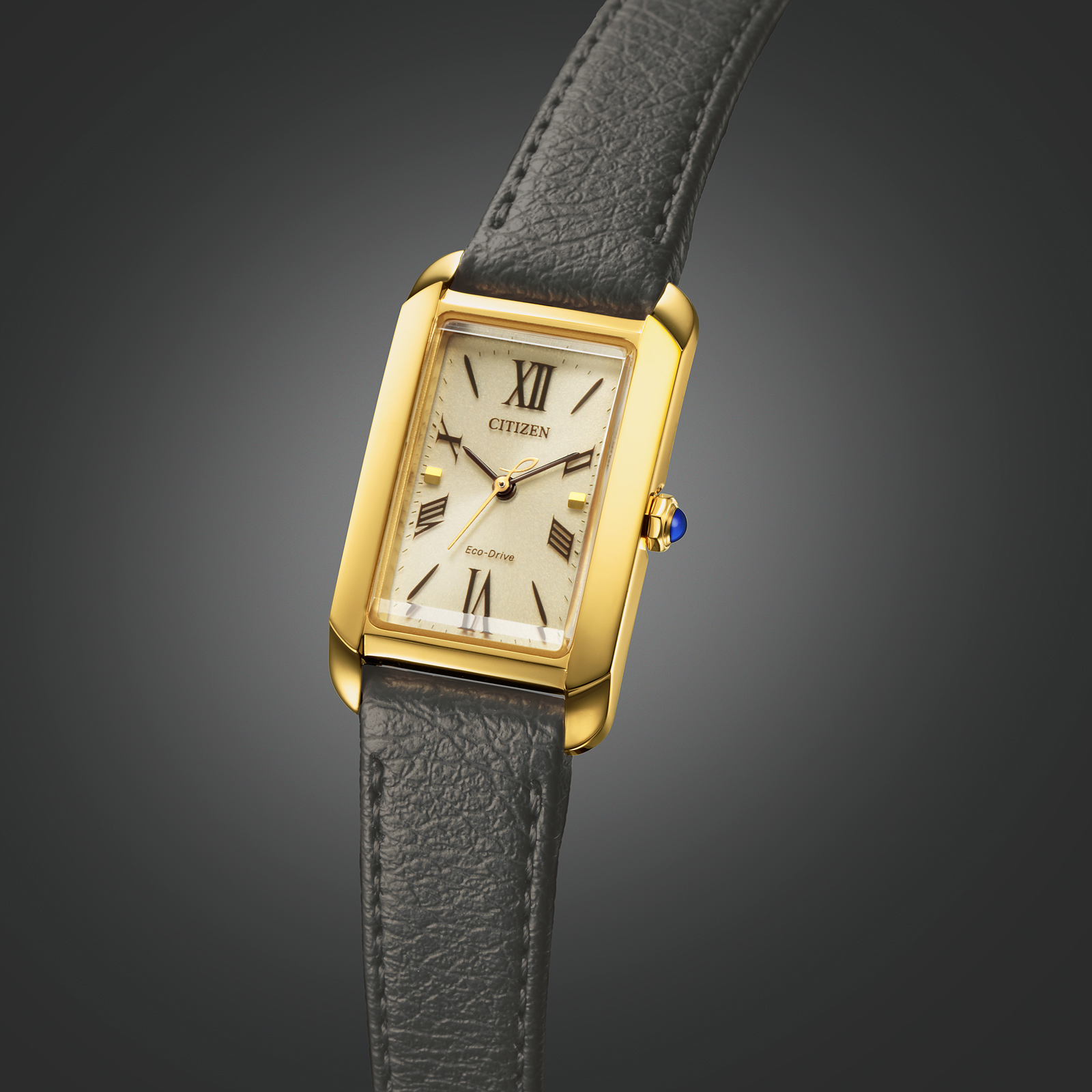 Citizen Eco-Drive L, läderband guld/svart - 19 mm