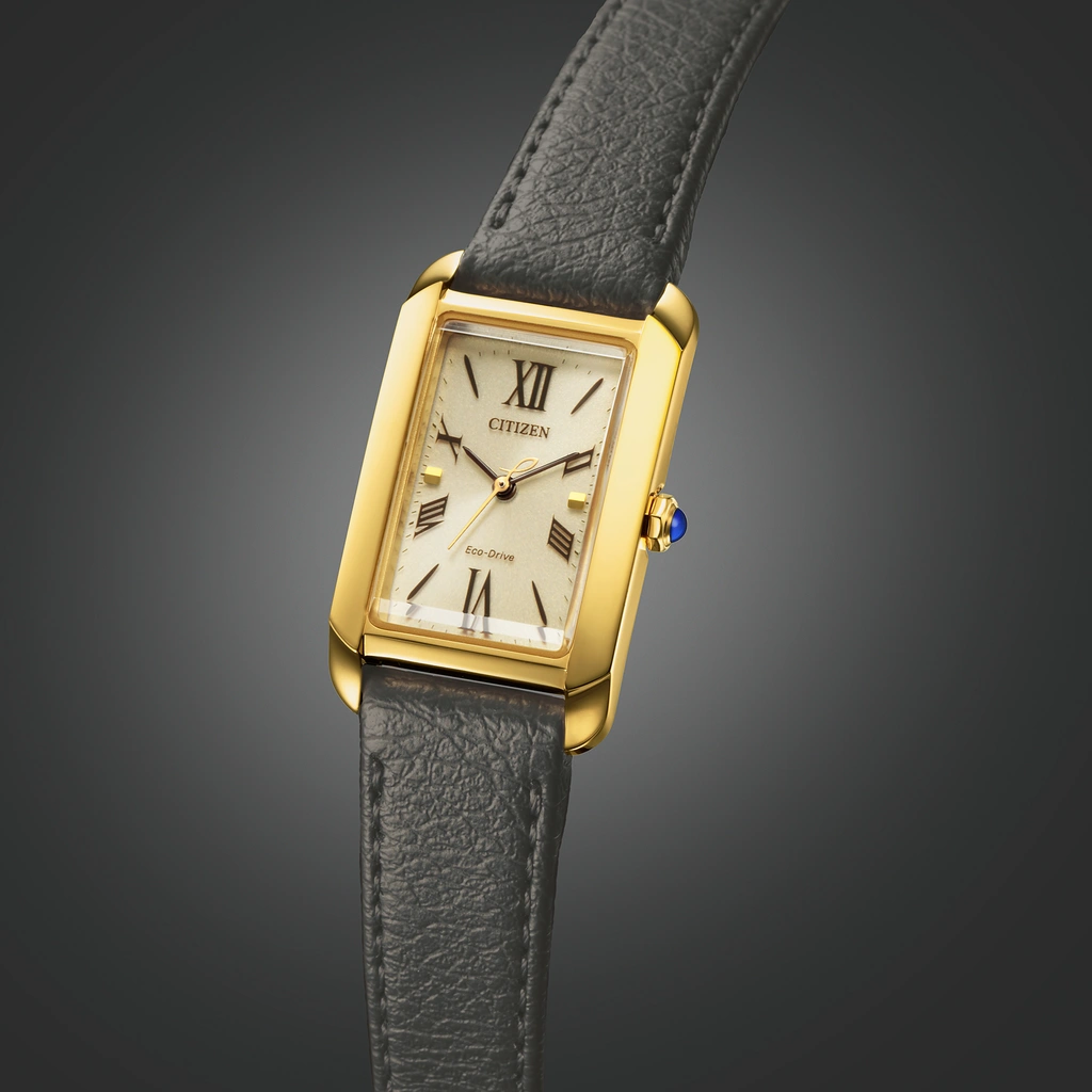 Citizen Eco-Drive L, läderband guld/svart - 19 mm