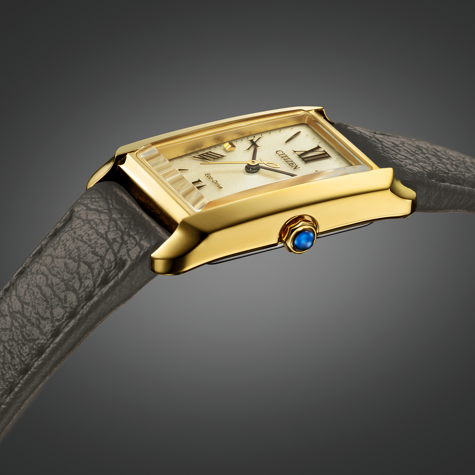 Citizen Eco-Drive L, läderband guld/svart - 19 mm