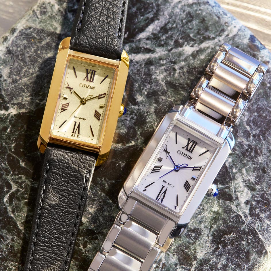 Citizen Eco-Drive L, läderband guld/svart - 19 mm