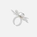 Silverpläterad ring med blomma, onesize