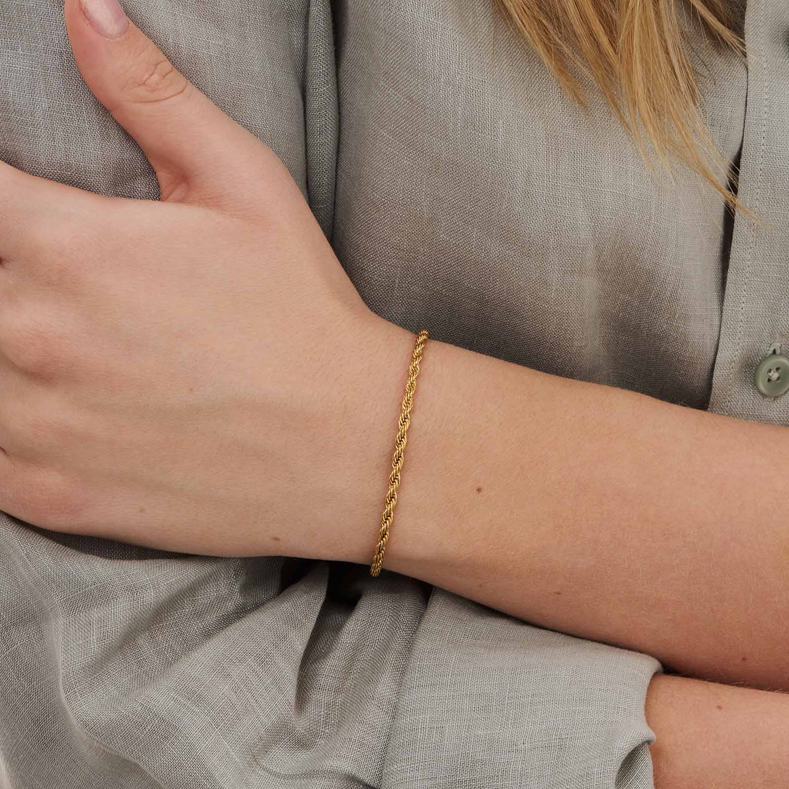 Guldpläterat stålarmband replänk 3 mm