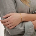 Guldpläterat stålarmband twist chain -  16+3 cm