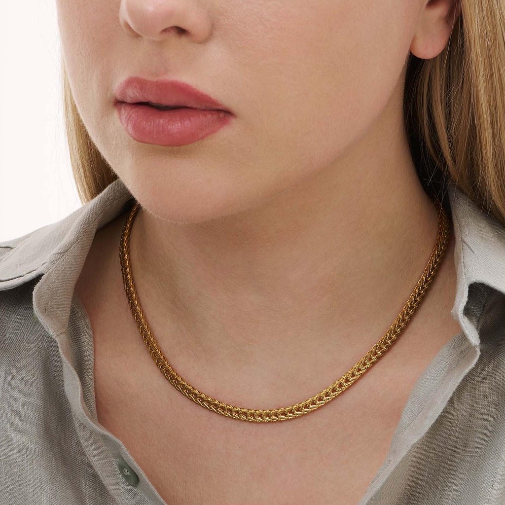 Guldpläterat stålhalsband fox tail - 40+6cm