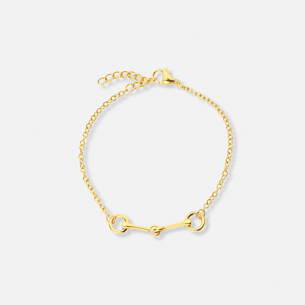 Guldpläterat stålarmband med tränsbett - 17+3 cm