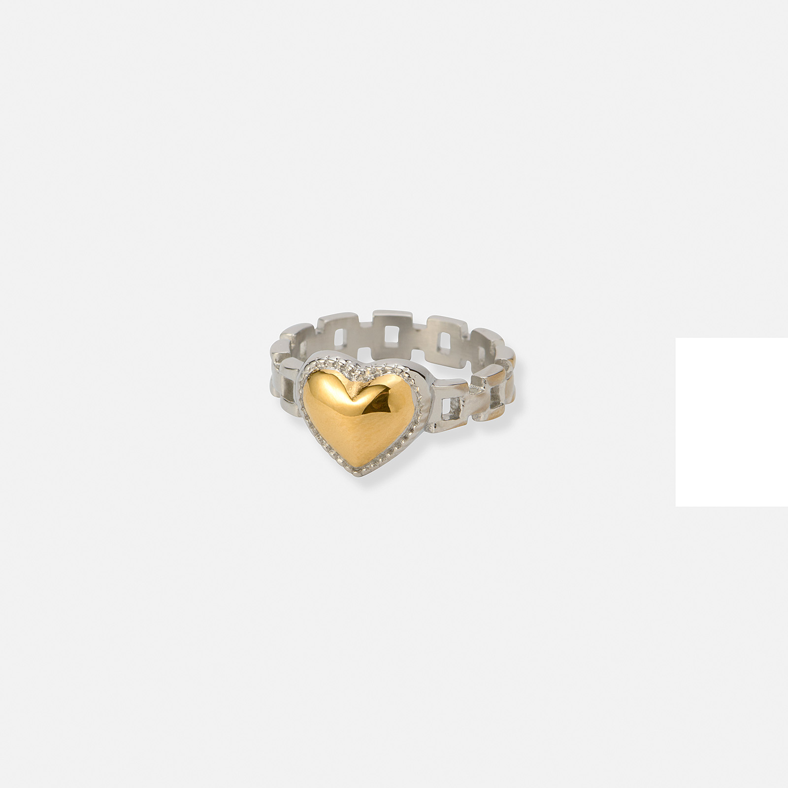 Bicolorfärgad stålring, bulligt hjärta