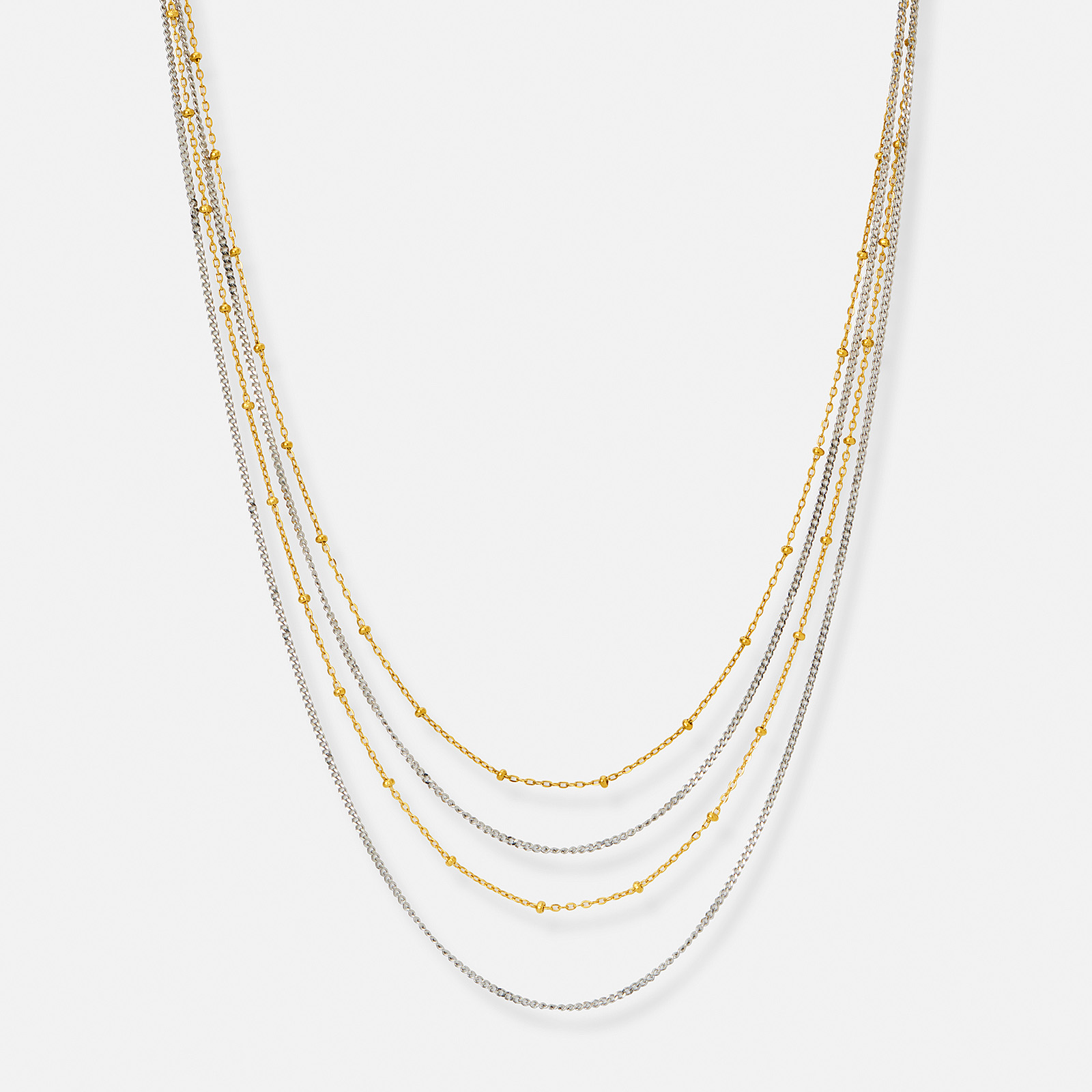 Stålhalsband i bicolor, fyra rader kejdor - 38-45+5cm