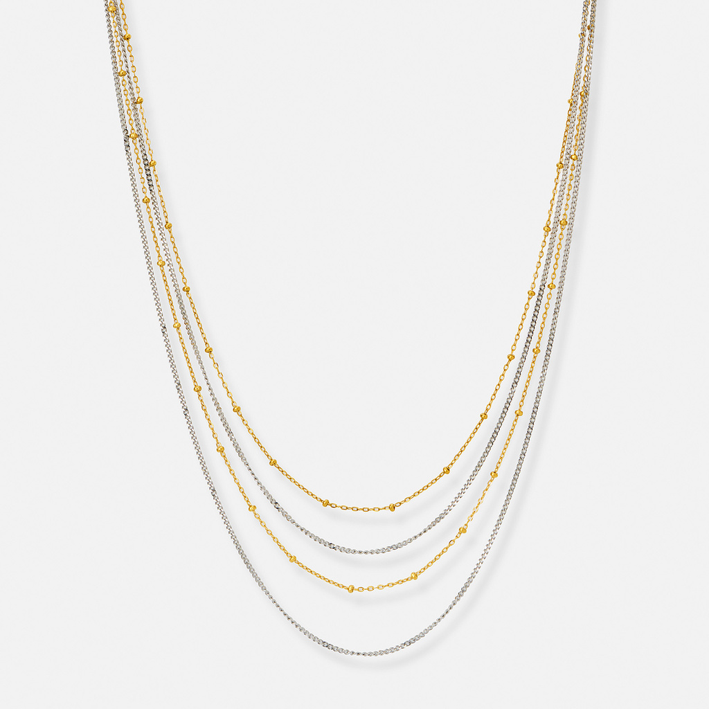 Stålhalsband i bicolor, fyra rader kejdor - 38-45+5cm