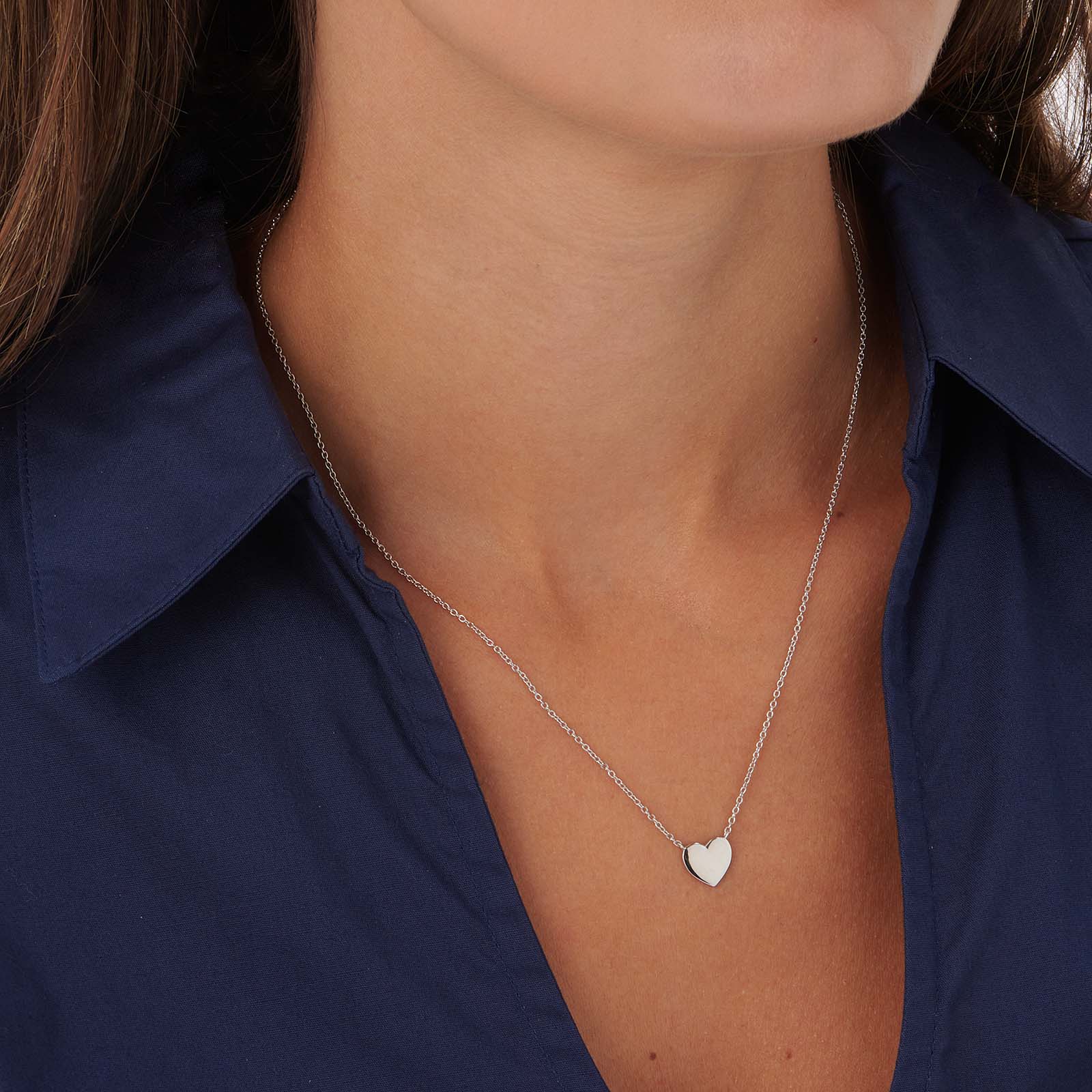 Örhängen & halsband set i äkta silver - blanka hjärtan