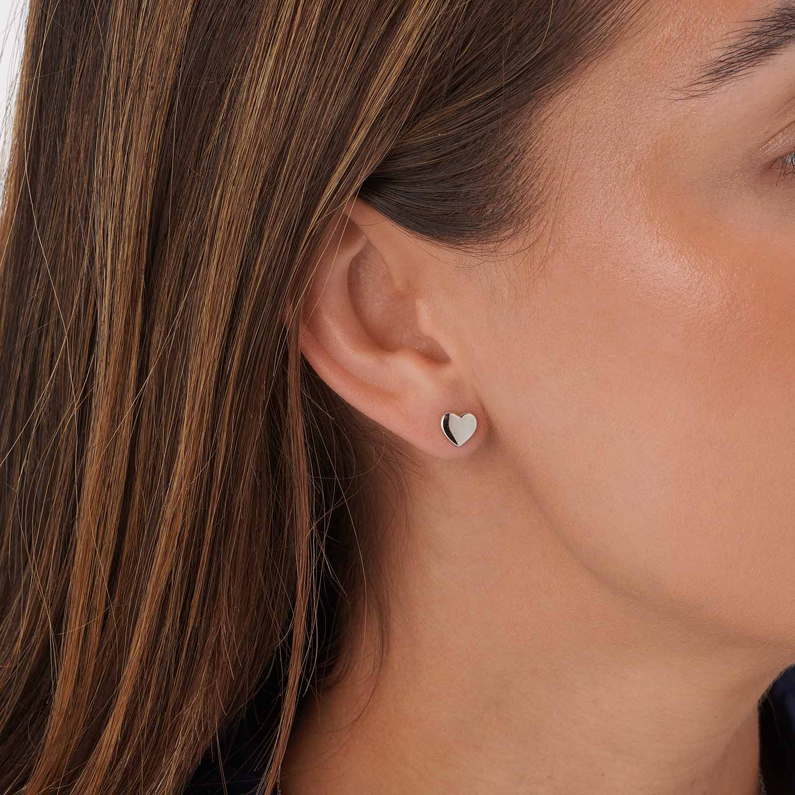 Örhängen & halsband set i äkta silver - blanka hjärtan