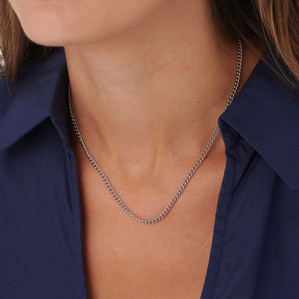 Stålhalsband pansarlänk 3mm bred - 40+5cm