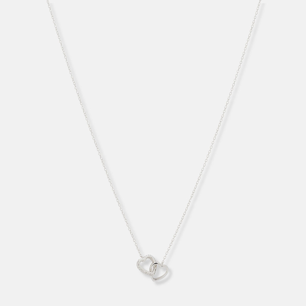 Örhängen & halsband set i äkta silver - länkade hjärtan