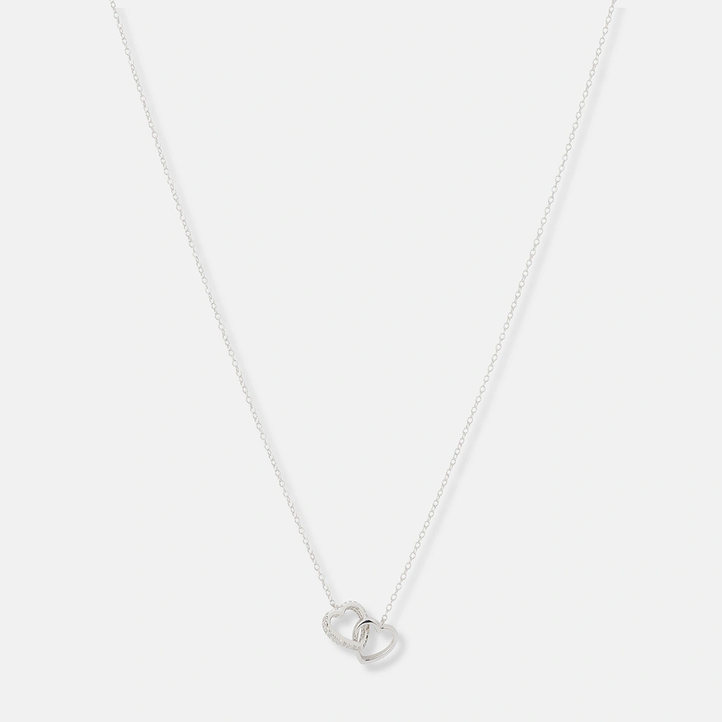 Örhängen & halsband set i äkta silver - länkade hjärtan