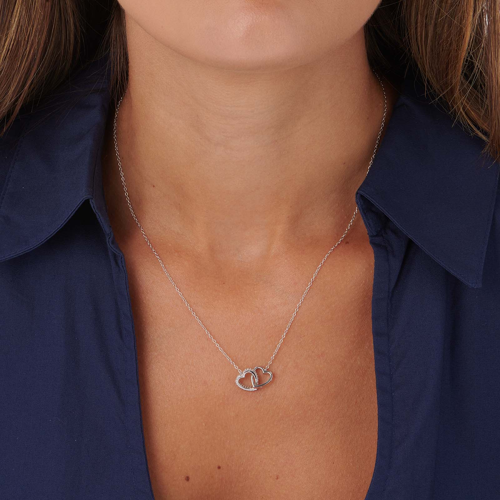 Örhängen & halsband set i äkta silver - länkade hjärtan Örhängen & halsband set i äkta silver - länkade hjärtan