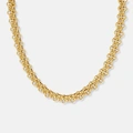 Guldpläterat stålhalsband, tre rader länkar - 40+5cm