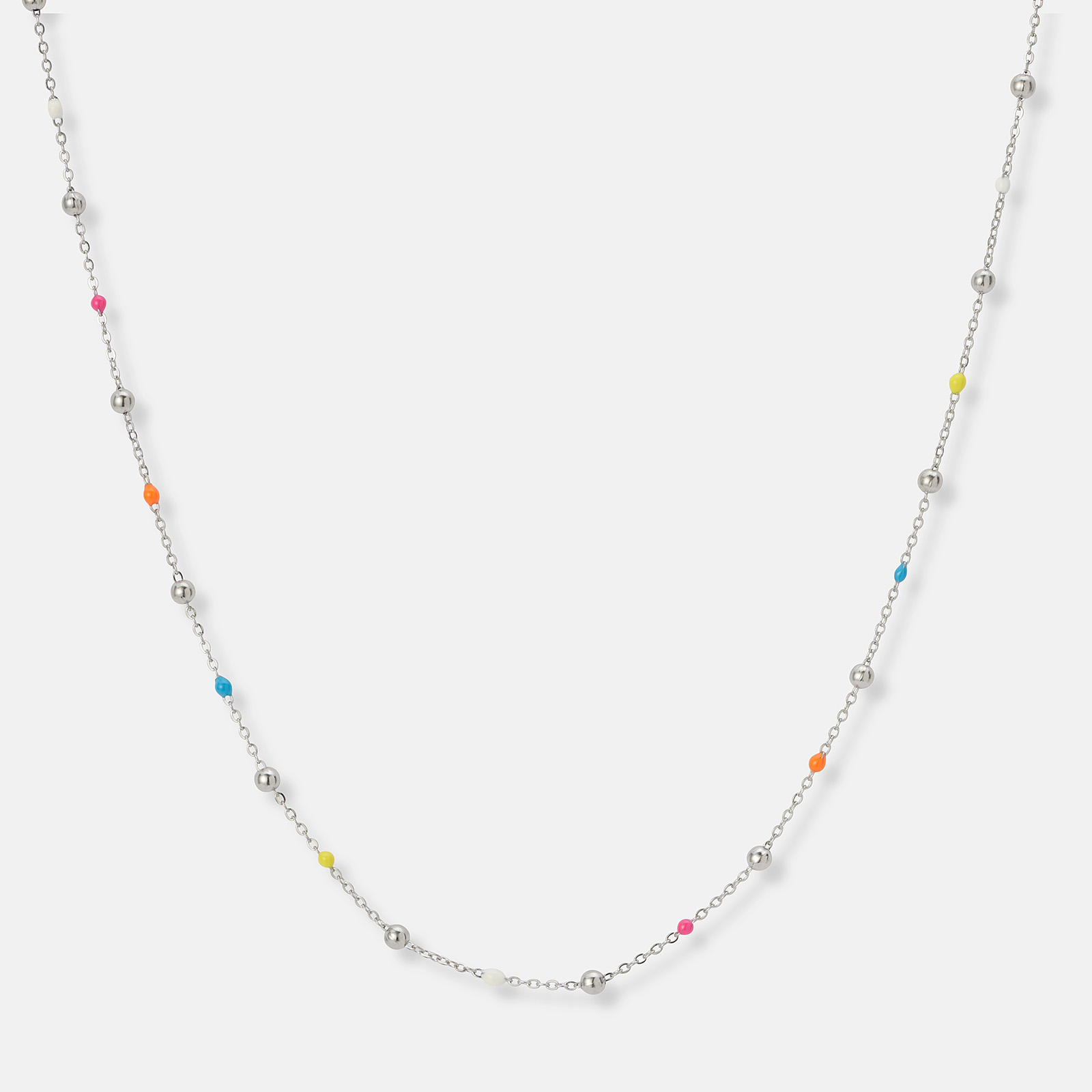 Stålhalsband med emaljkulor - 40+6 cm