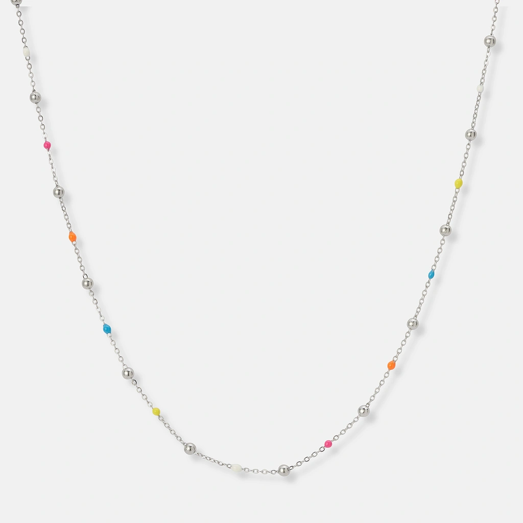 Stålhalsband med emaljkulor - 40+6 cm