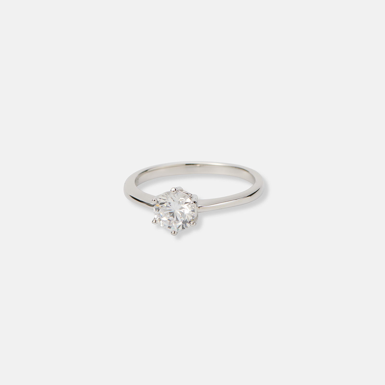 Ring i äkta silver - 6,5 mm Kubisk Zirkonia