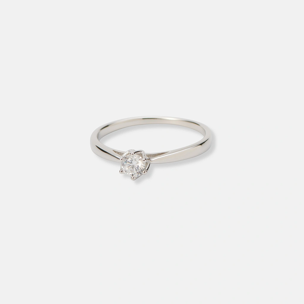 Ring i äkta silver - 4 mm Kubisk Zirkonia - 18