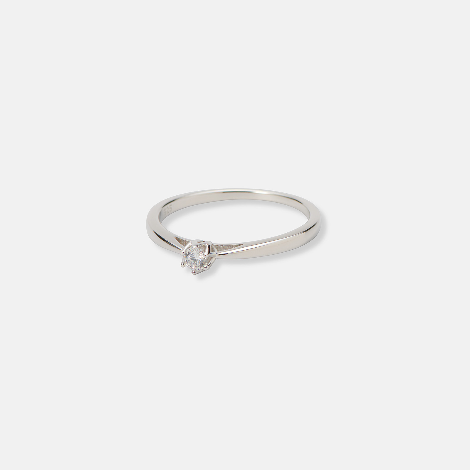 Ring i äkta silver - 3 mm Kubisk Zirkonia