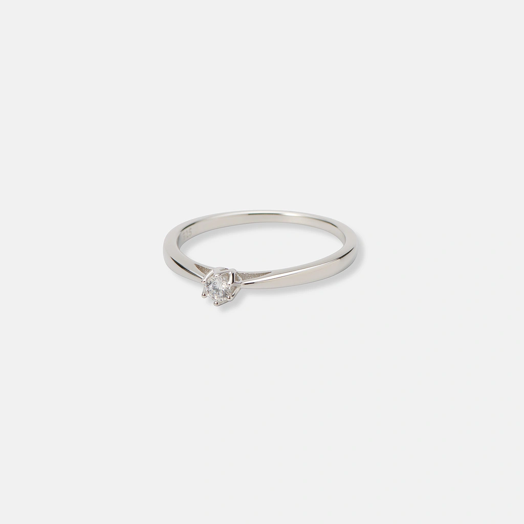 Ring i äkta silver - 3 mm Kubisk Zirkonia - 16,5