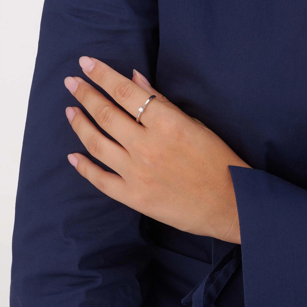 Ring i äkta silver - 3 mm Kubisk Zirkonia - 16,5