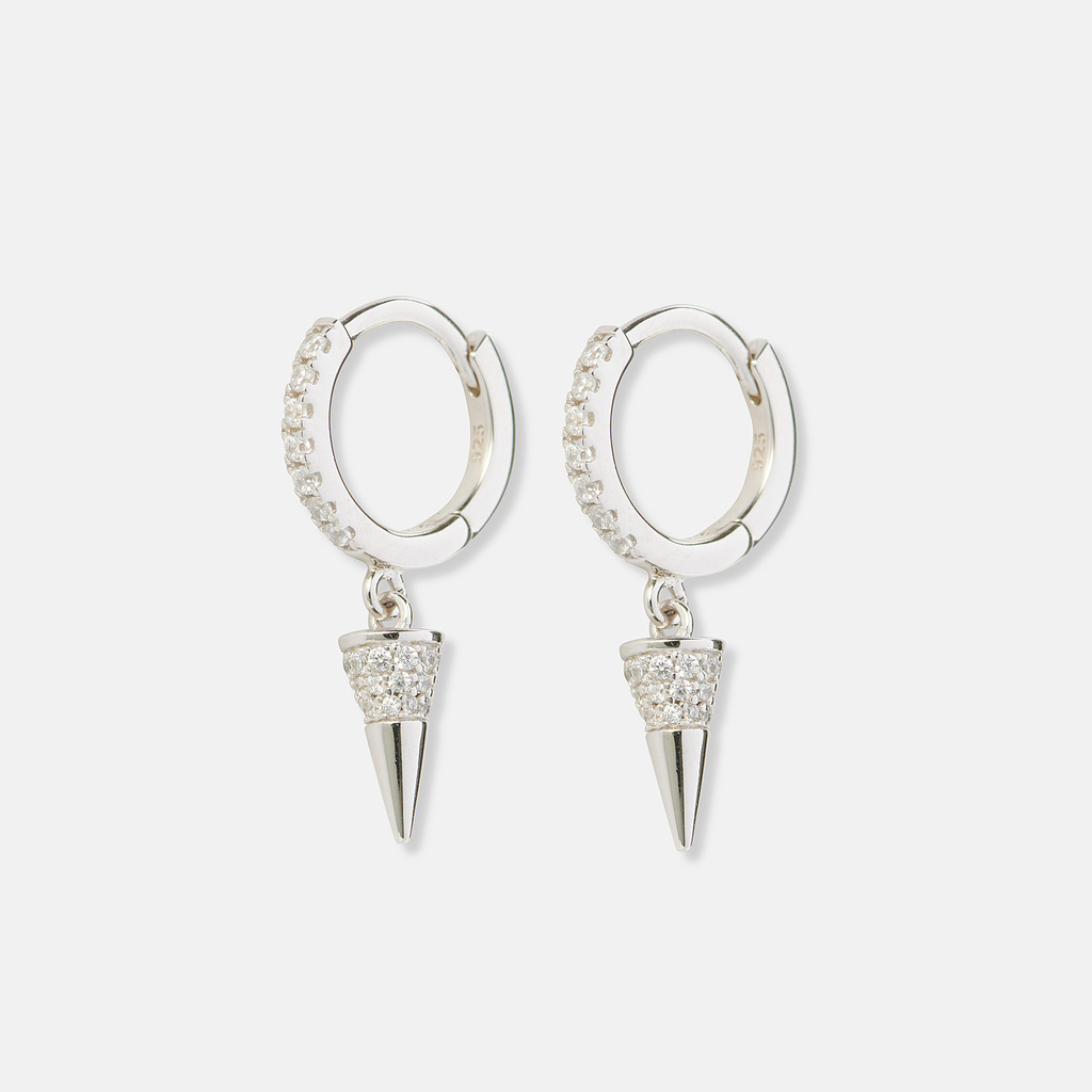 Silverörhängen hoops med spike - 12mm