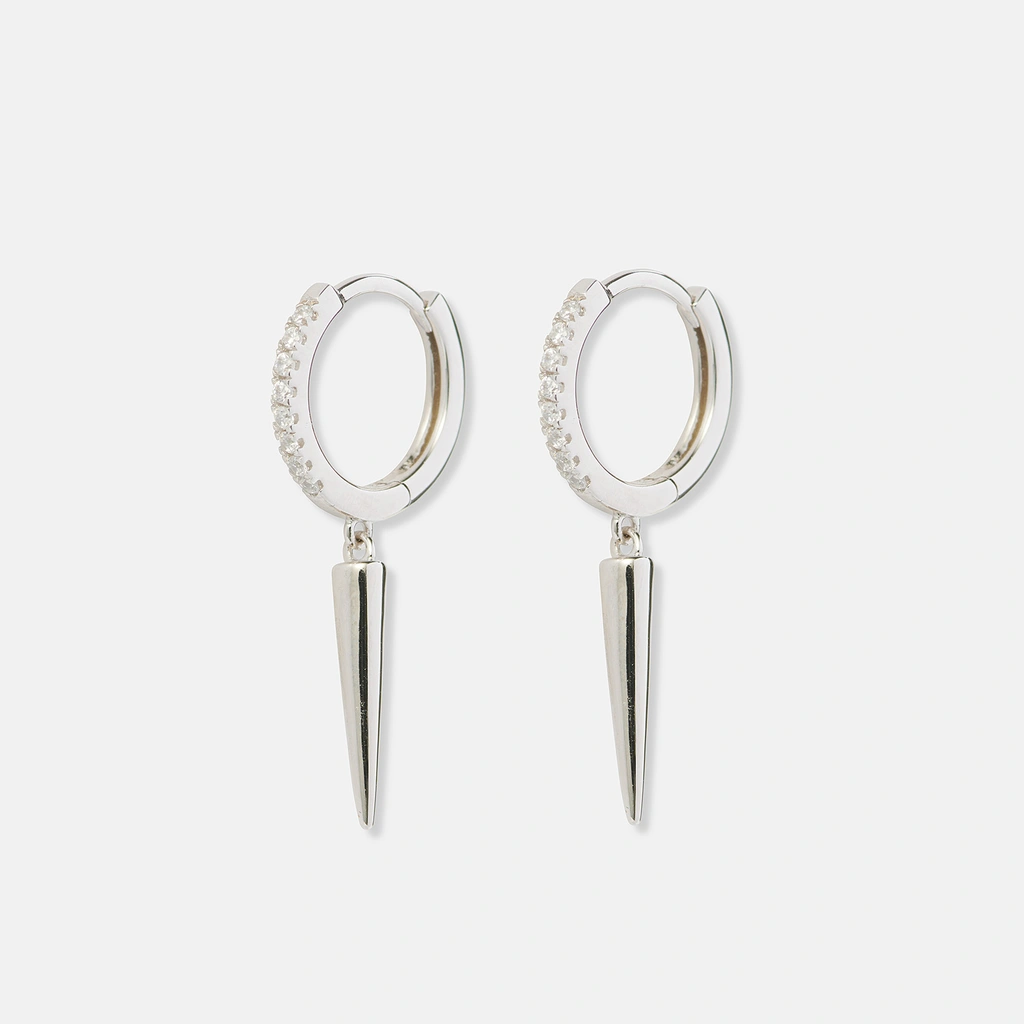 Silverörhängen hoops med tunn spike - 12mm