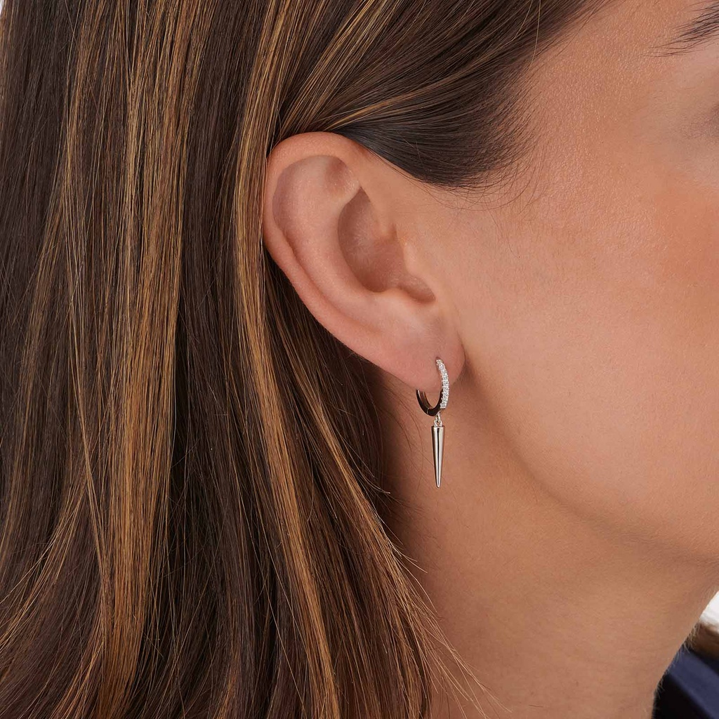 Silverörhängen hoops med tunn spike - 12mm