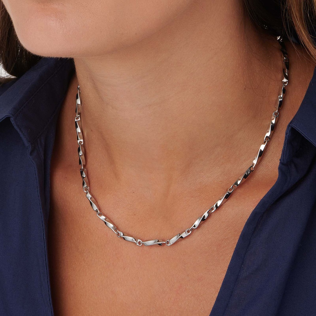 Stålhalsband twist chain - 41+5,5cm